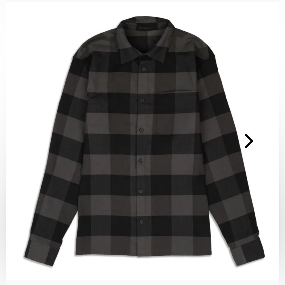 Lululemon Masons Peak Gray Plaid Flannel Button Front Shirt Mens